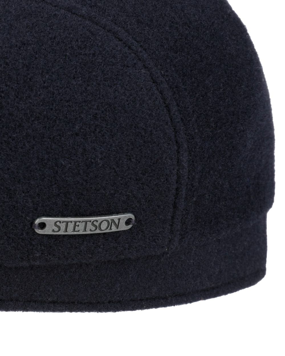 Navy coloured Stetson Cashmere Wool Driver Cap on white background 