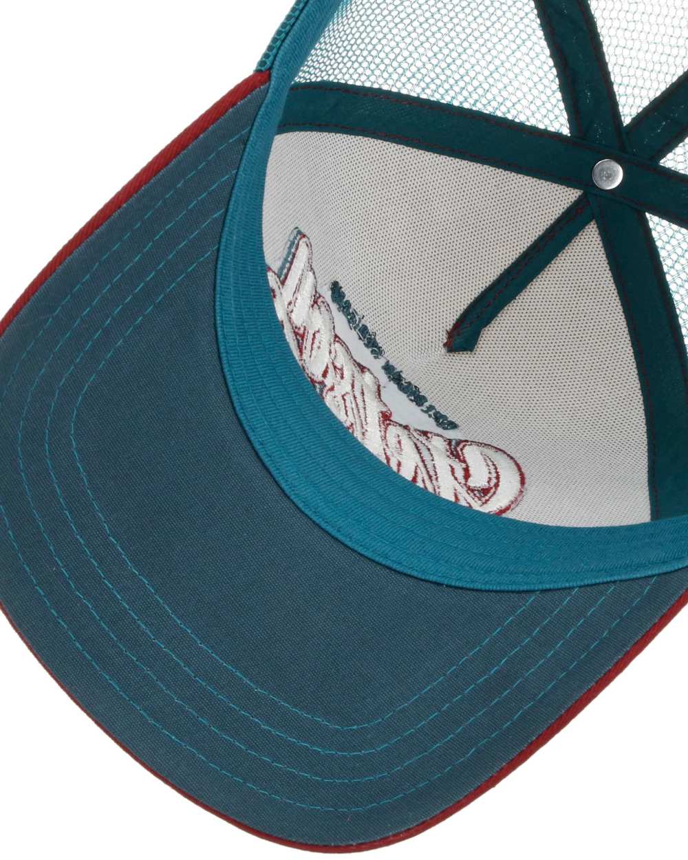 Wine Off White coloured Stetson One For All Trucker Cap on white background 