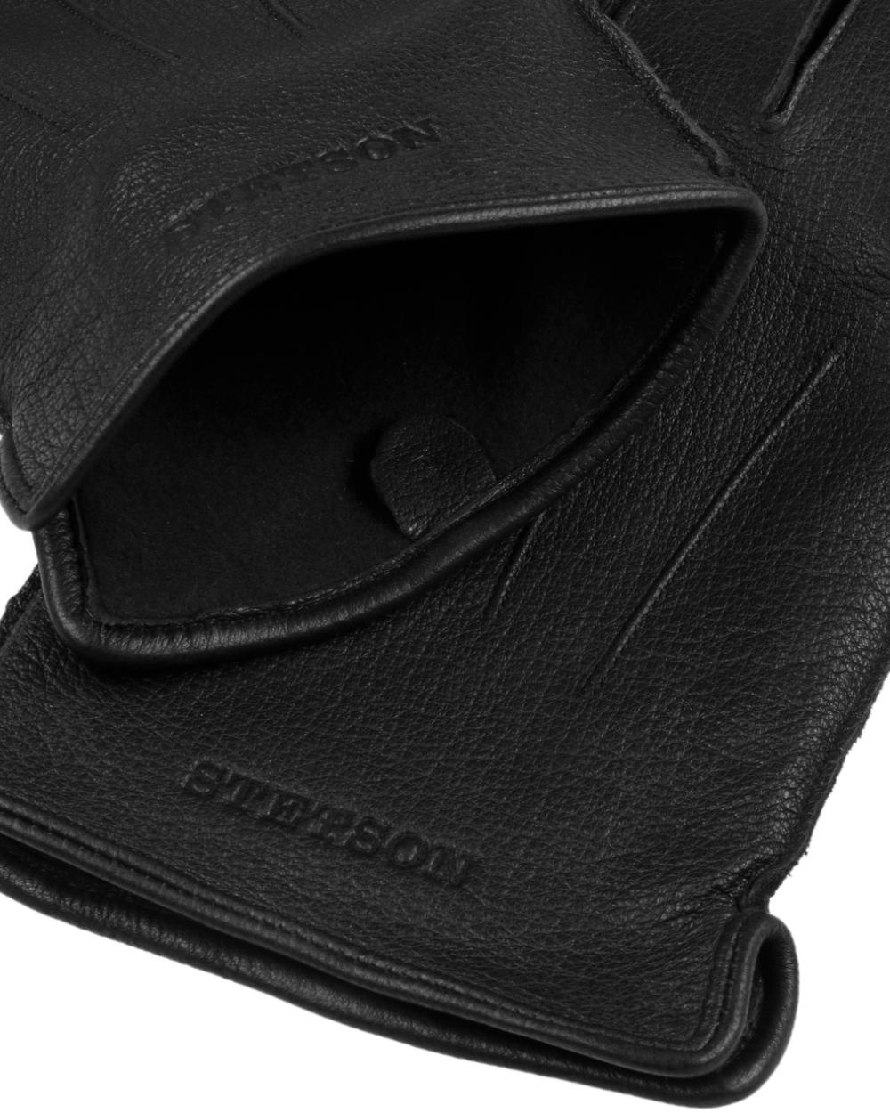 Black coloured Stetson Classic Uni Goat Leather Gloves on white background 