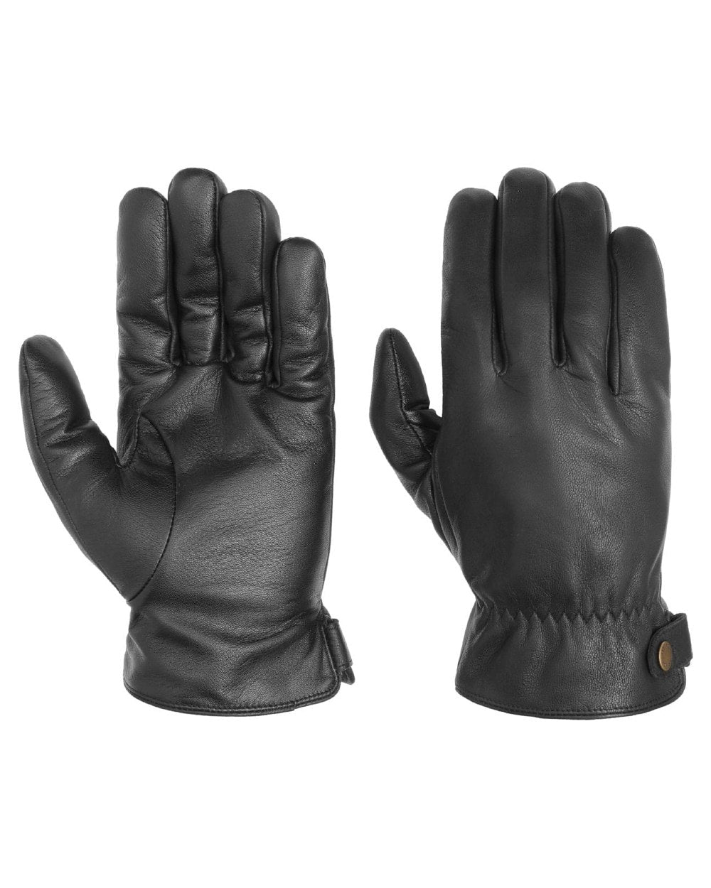 Black coloured Stetson Conductive Leather Gloves on white background 