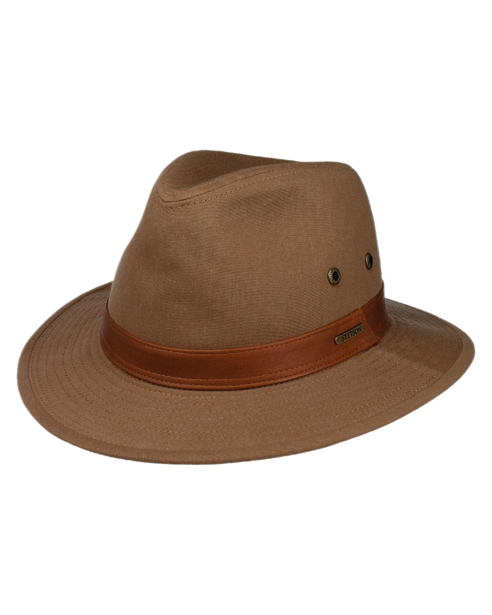 Brown Coloured Stetson Cotton Traveller Outdoor Hat on white background 