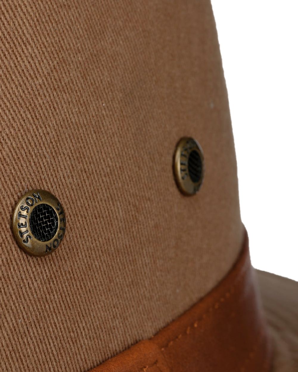 Brown Coloured Stetson Cotton Traveller Outdoor Hat on white background 