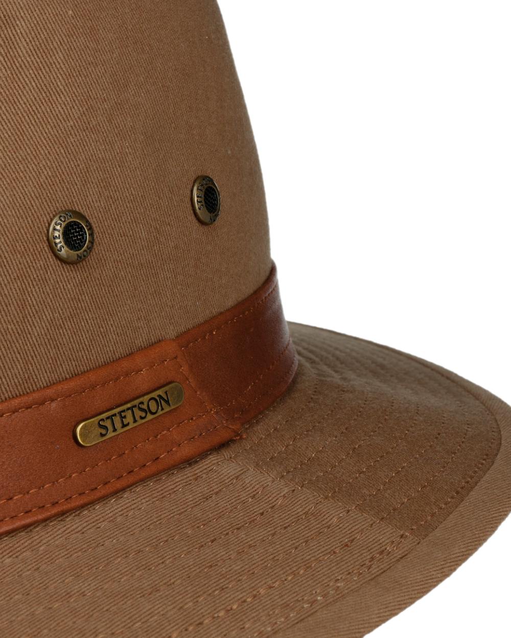 Brown Coloured Stetson Cotton Traveller Outdoor Hat on white background 
