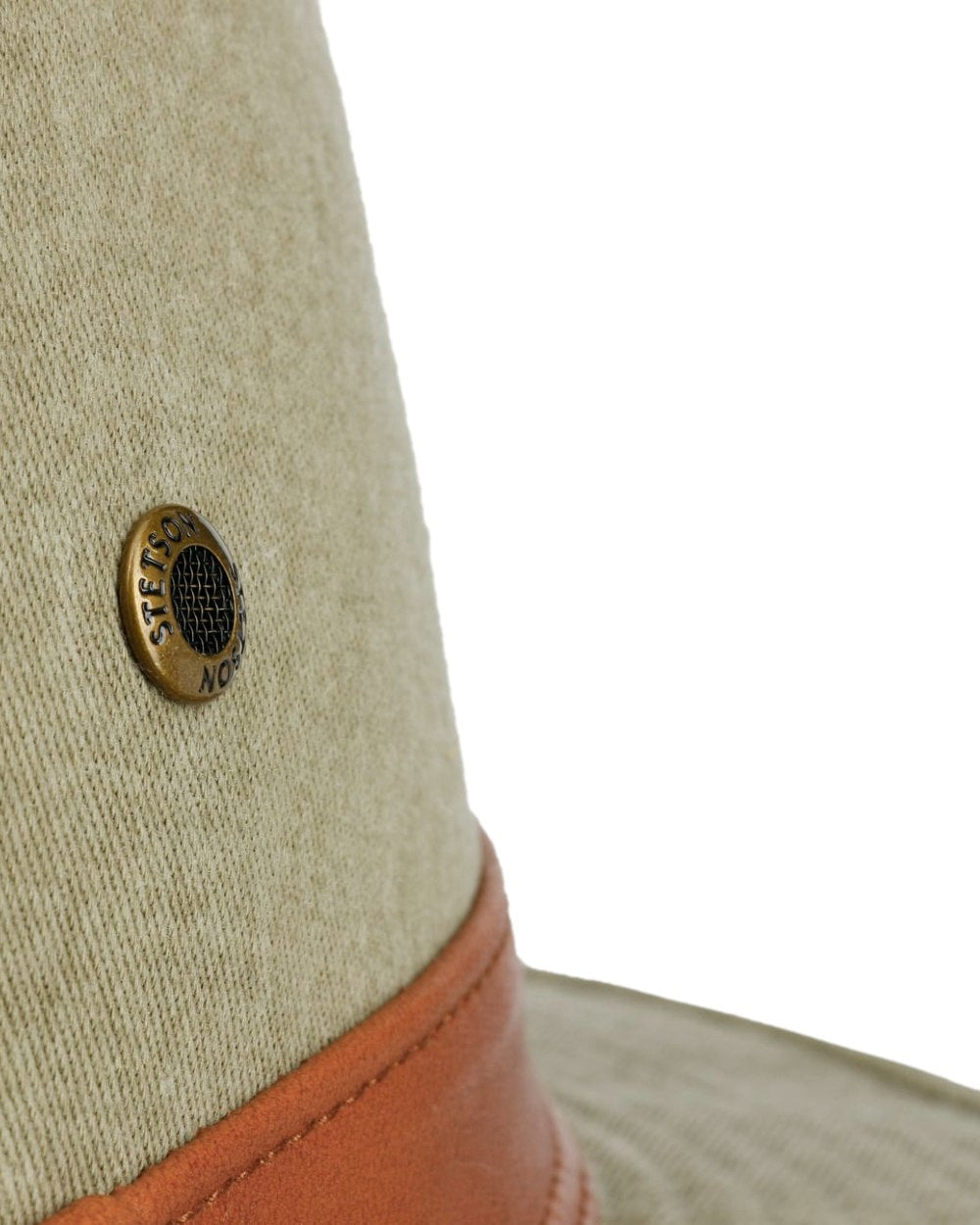 Light Olive Coloured Stetson Cotton Traveller Outdoor Hat on white background 