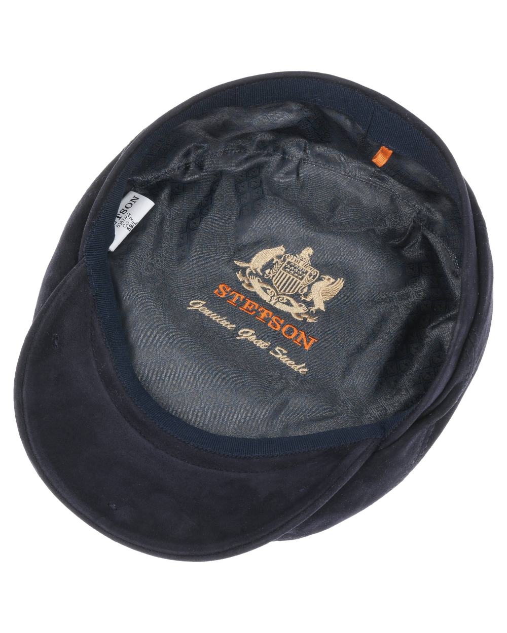 Dark Navy coloured Stetson Driver Goat Suede Cap on white background 