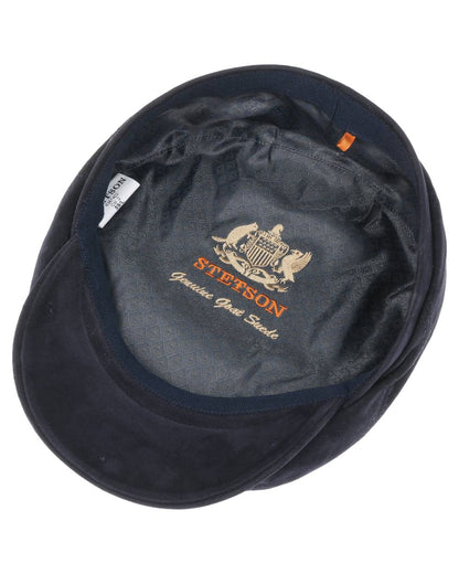 Dark Navy coloured Stetson Driver Goat Suede Cap on white background 