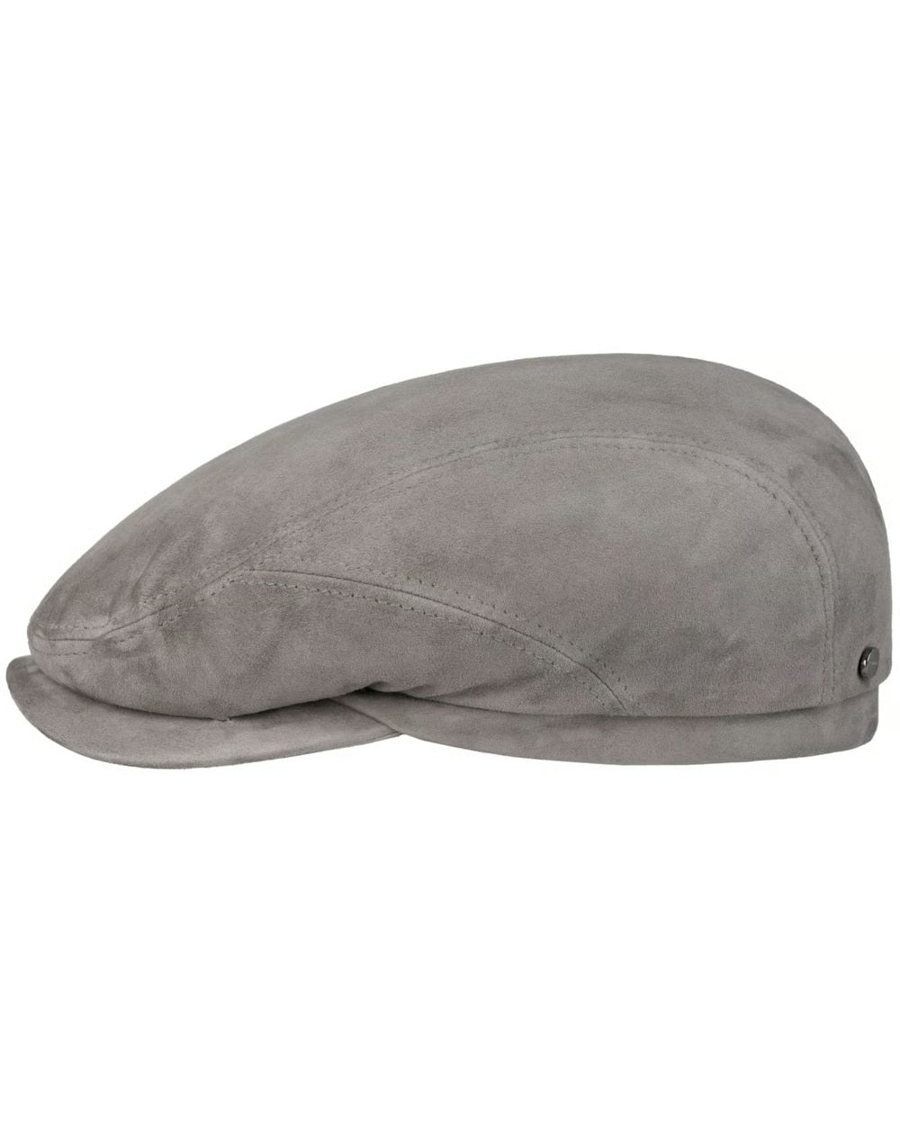 Silver coloured Stetson Driver Goat Suede Cap on white background 