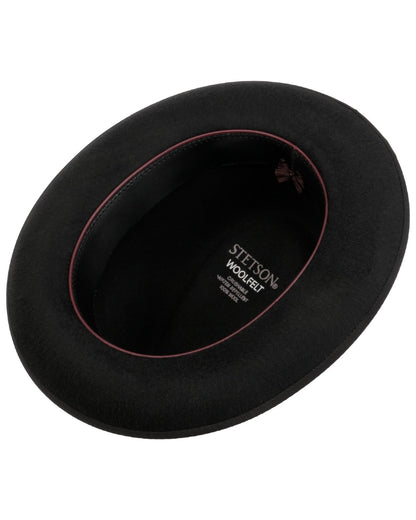 Black coloured Stetson Edmore Player Wool Hat on white background 