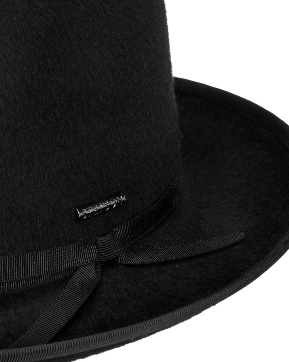 Black coloured Stetson Edmore Player Wool Hat on white background 