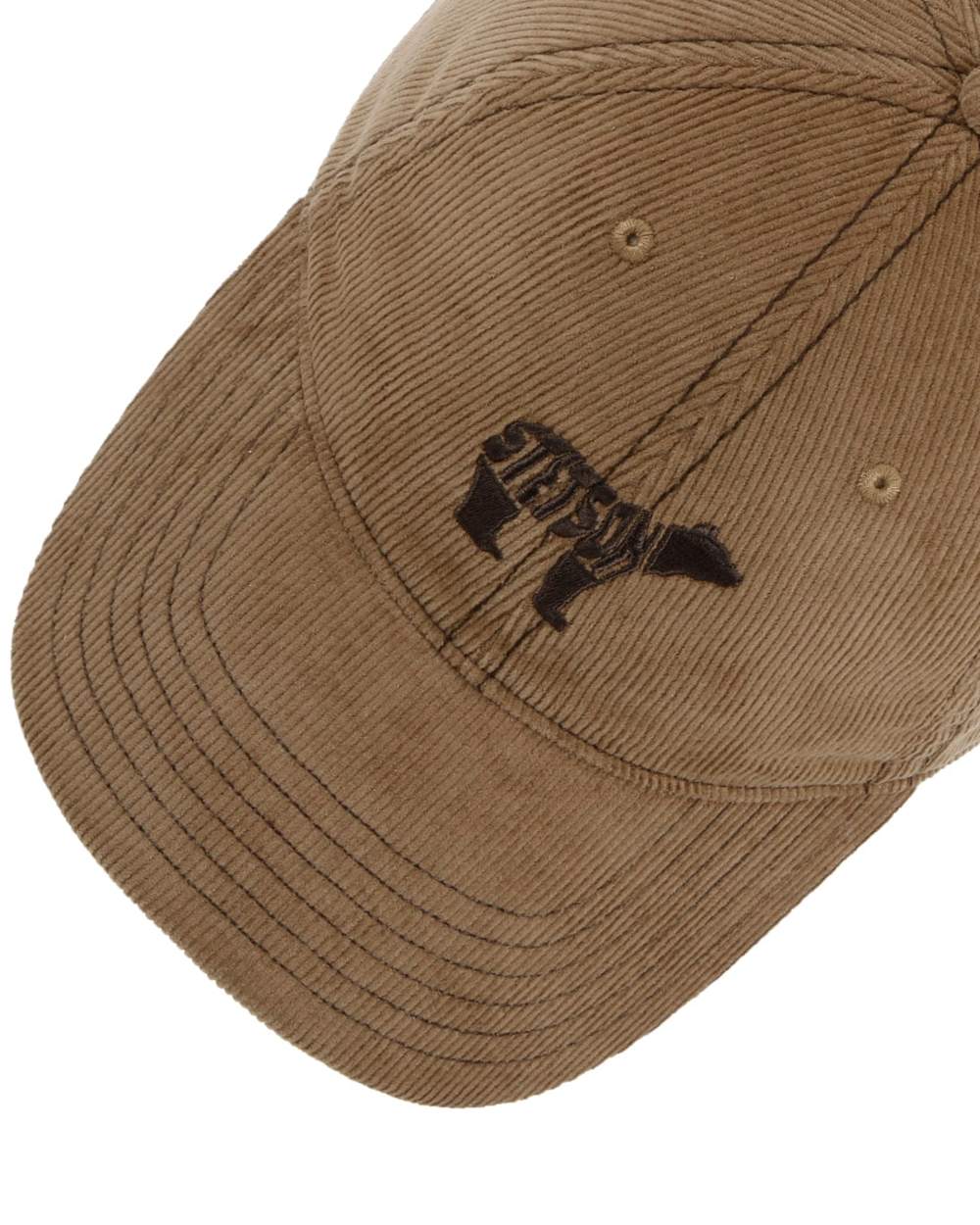 Almond coloured Stetson Embroidered Bear Corduroy Cap on white background 
