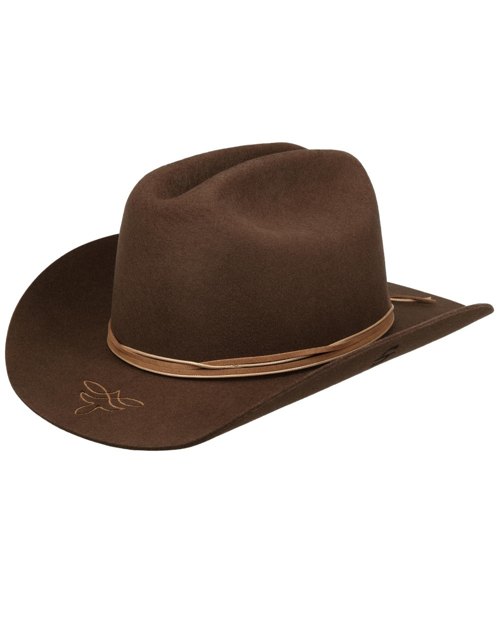 Brown coloured Stetson Florence Cattleman Western Woolfelt Hat on white background 