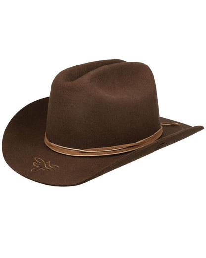 Brown coloured Stetson Florence Cattleman Western Woolfelt Hat on white background 