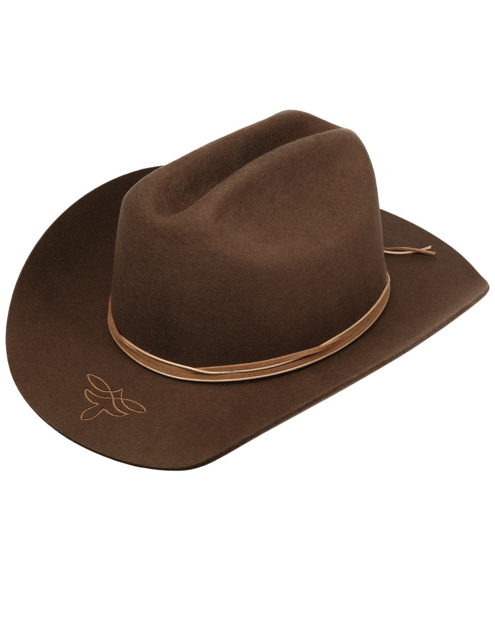 Brown coloured Stetson Florence Cattleman Western Woolfelt Hat on white background 