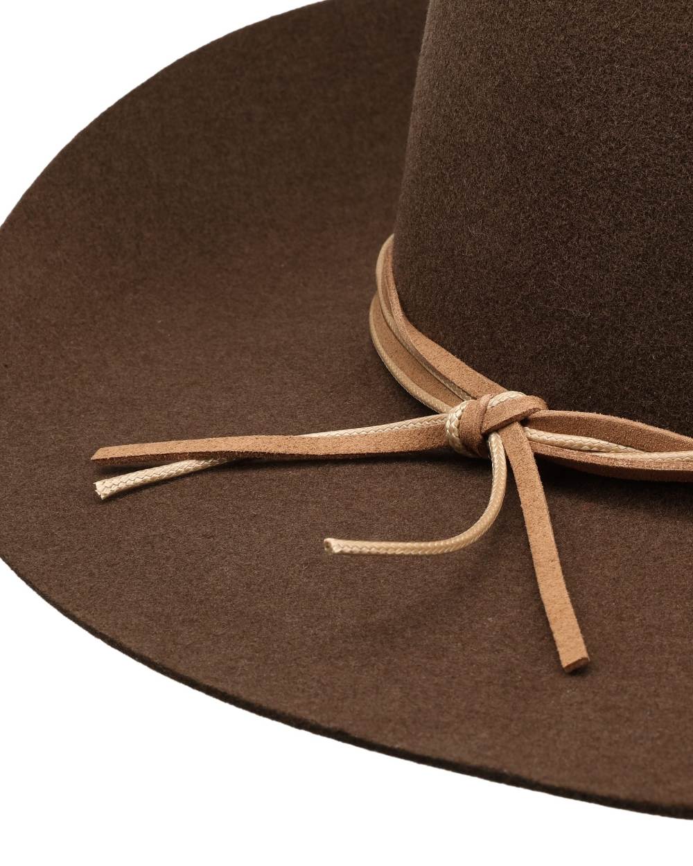 Brown coloured Stetson Florence Cattleman Western Woolfelt Hat on white background 