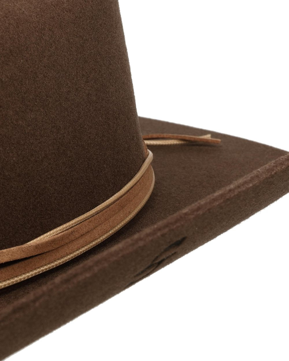 Brown coloured Stetson Florence Cattleman Western Woolfelt Hat on white background 