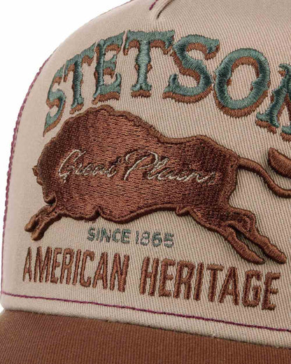 Brown Wine coloured Stetson Great Plains Trucker Cap on white background 
