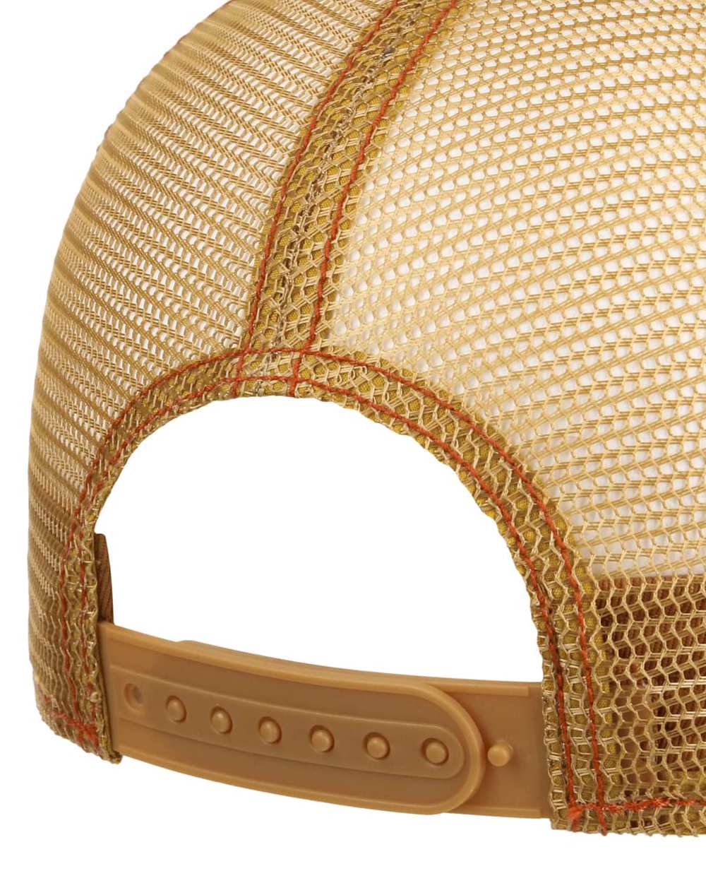 Terracotta coloured Stetson Happy Piston Trucker Cap on white background 
