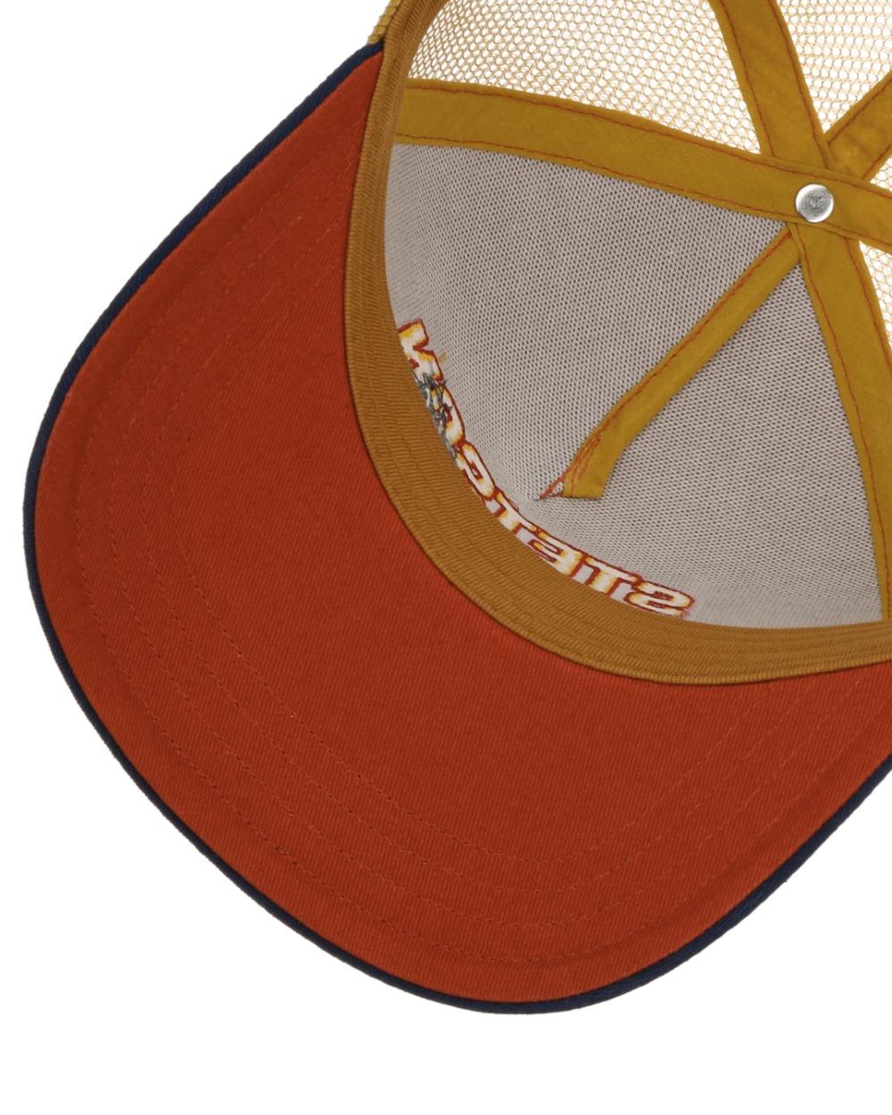 Terracotta coloured Stetson Happy Piston Trucker Cap on white background 