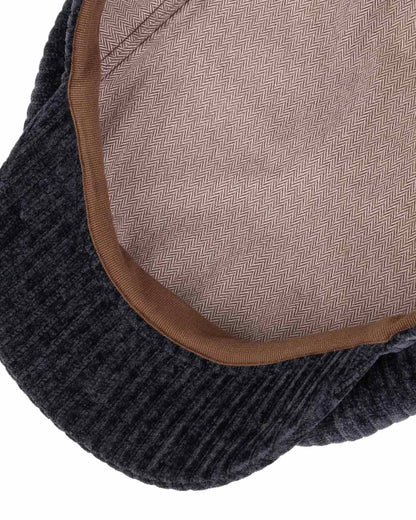 Dark Navy coloured Stetson Hatteras Corduroy Jersey Flat Cap on white background 