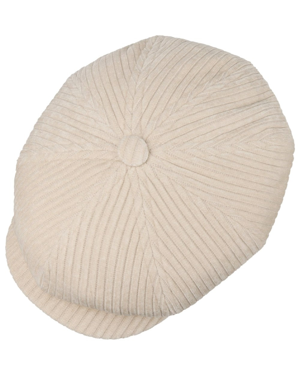 Wool White coloured Stetson Hatteras Corduroy Jersey Flat Cap on white background 
