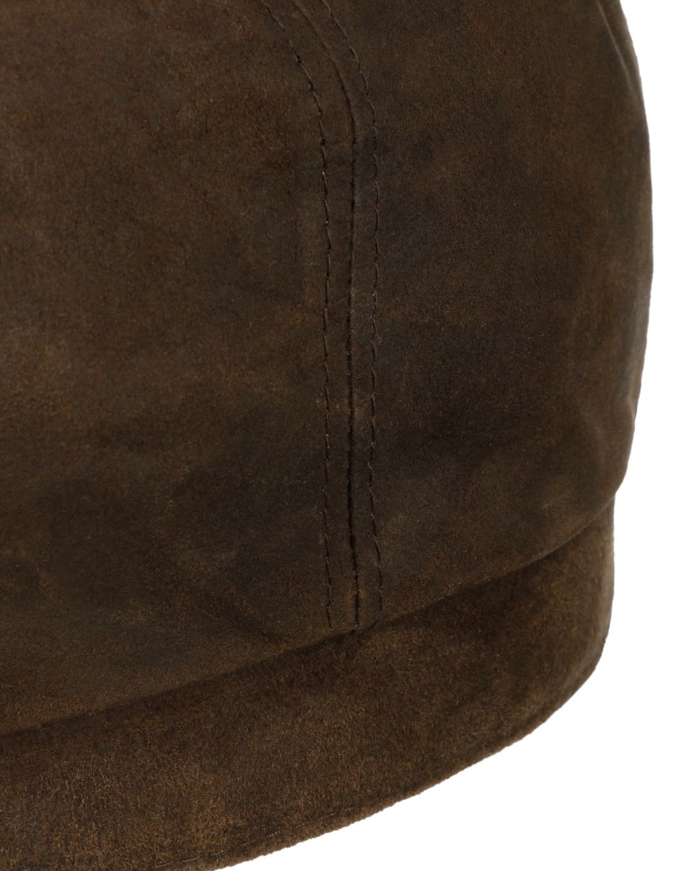 Mud coloured Stetson Hatteras Oily Goat Flat Cap on white background 