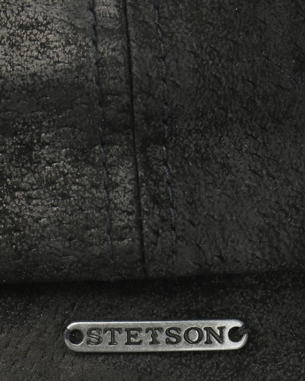 Black coloured Stetson Hatteras Pigskin Leather Cap on white background 