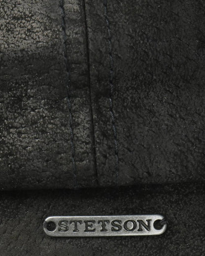 Black coloured Stetson Hatteras Pigskin Leather Cap on white background 
