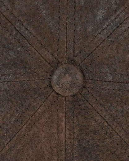 Chocolate coloured Stetson Hatteras Pigskin Leather Cap on white background 