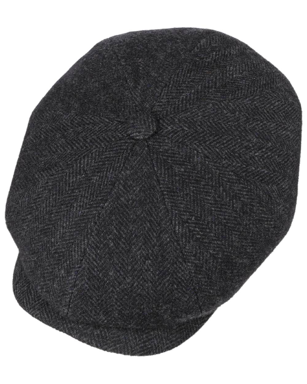 Dark Grey Coloured Stetson Hatteras Classic Wool Flat Cap On A White Background 