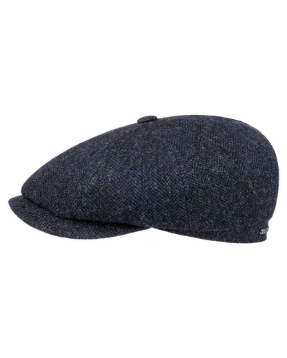 Dark Navy Coloured Stetson Hatteras Classic Wool Flat Cap On A White Background 