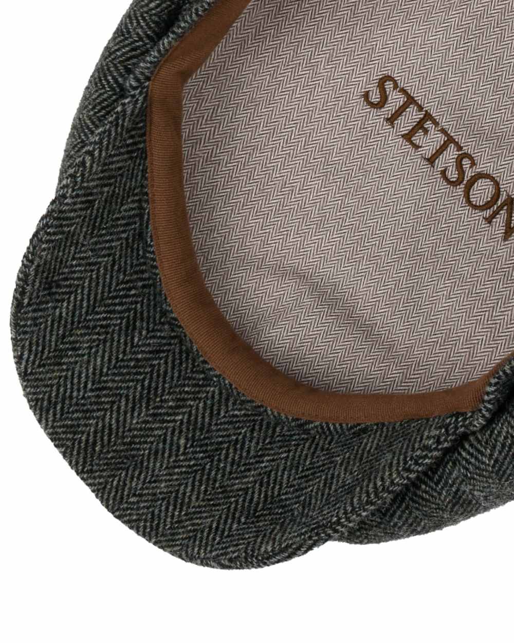 Moss Green Coloured Stetson Hatteras Classic Wool Flat Cap On A White Background 