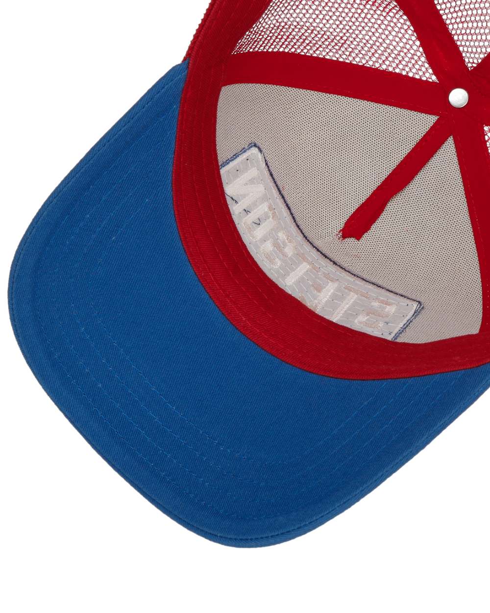 Blue White coloured Stetson Highway Trucker Cap on white background 