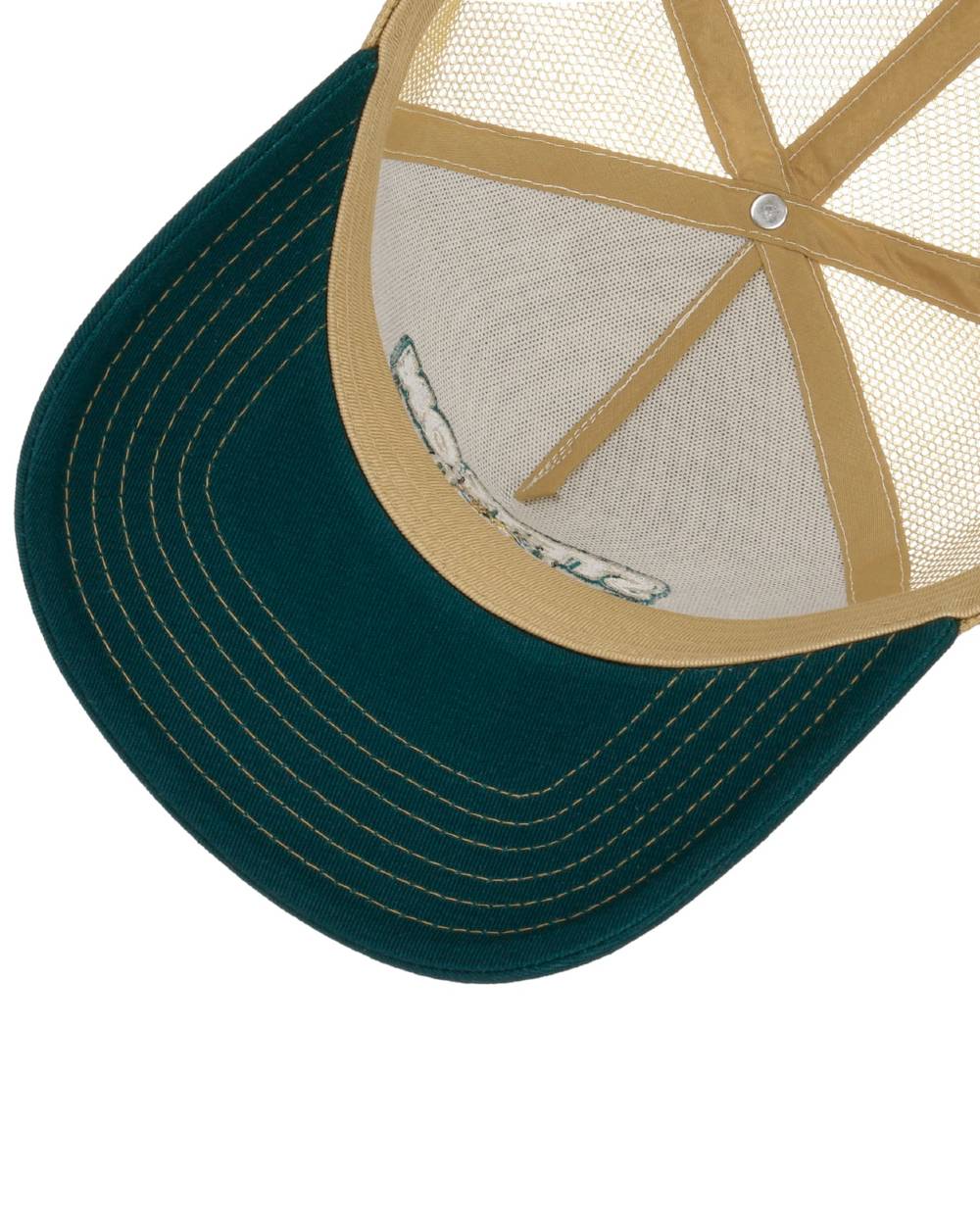 Dark Green coloured Stetson Keep On Trucking Trucker Cap on white background 