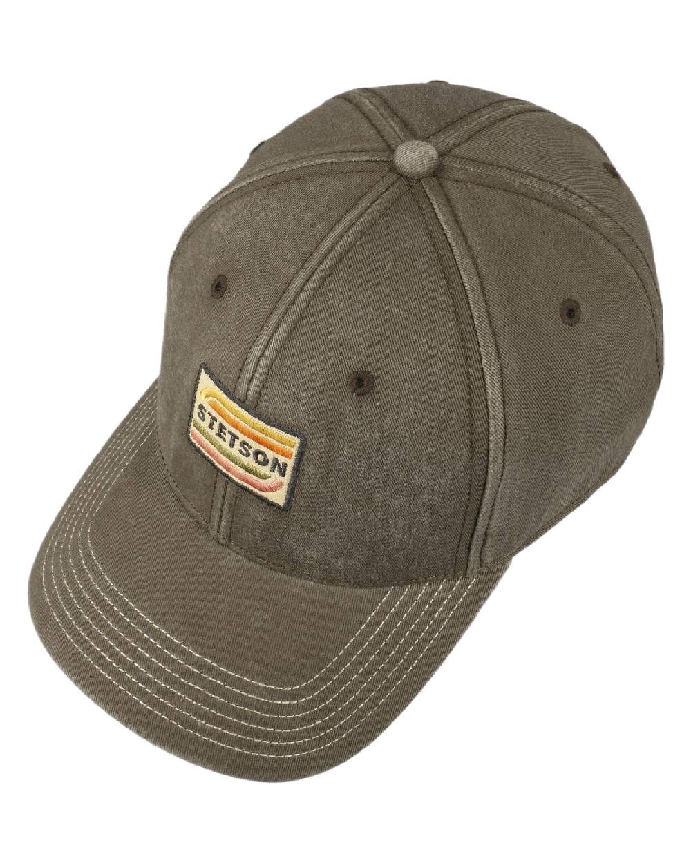 Brown Grey Coloured Stetson Lenloy Cotton Cap on white background 