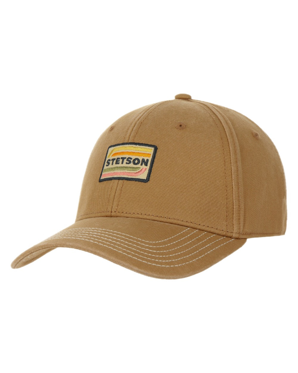 Camel Coloured Stetson Lenloy Cotton Cap on white background 
