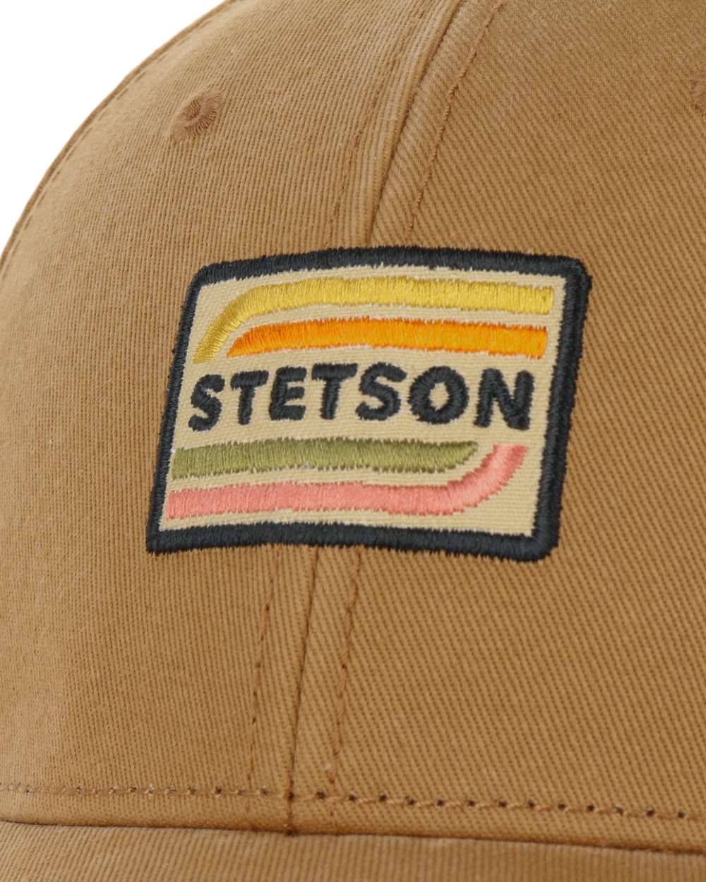 Camel Coloured Stetson Lenloy Cotton Cap on white background 