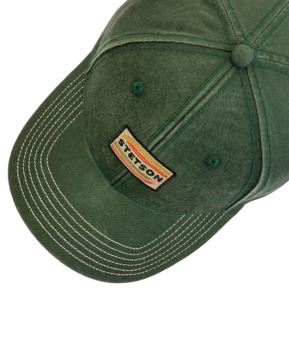 Dark Green Coloured Stetson Lenloy Cotton Cap on white background 