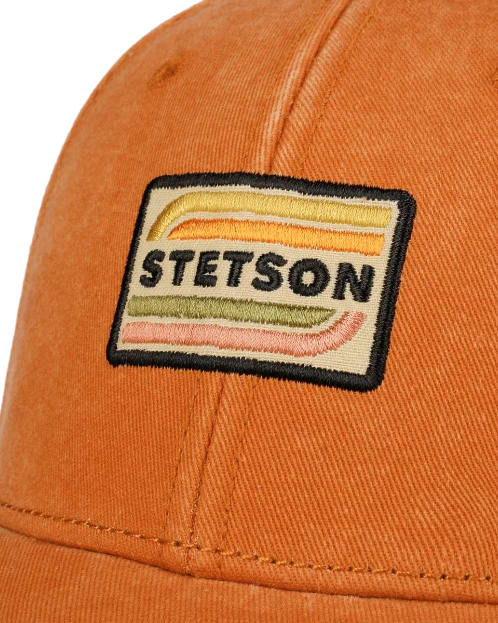 Terracotta Coloured Stetson Lenloy Cotton Cap on white background 