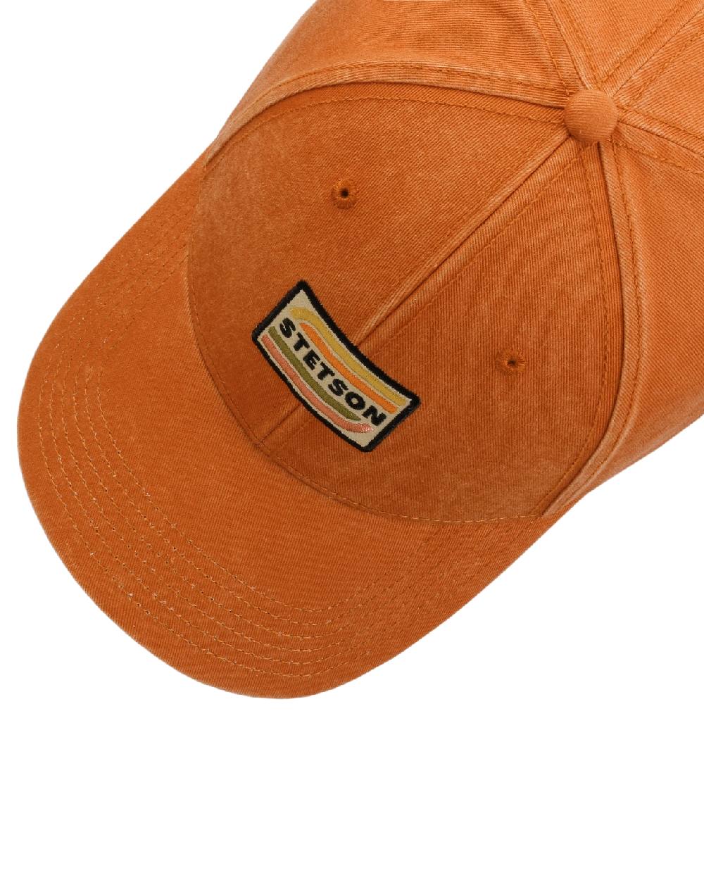 Terracotta Coloured Stetson Lenloy Cotton Cap on white background 