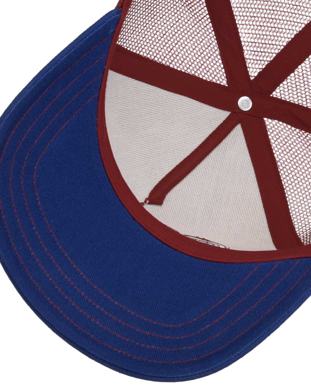 Blue Wine coloured Stetson Lettering Trucker Cap on white background 