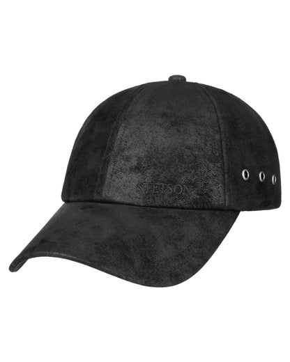 Black coloured Stetson Liberty Pigskin Baseball Cap on white background 