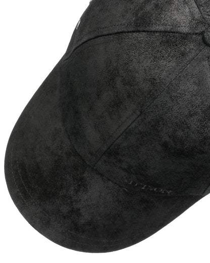 Black coloured Stetson Liberty Pigskin Baseball Cap on white background 