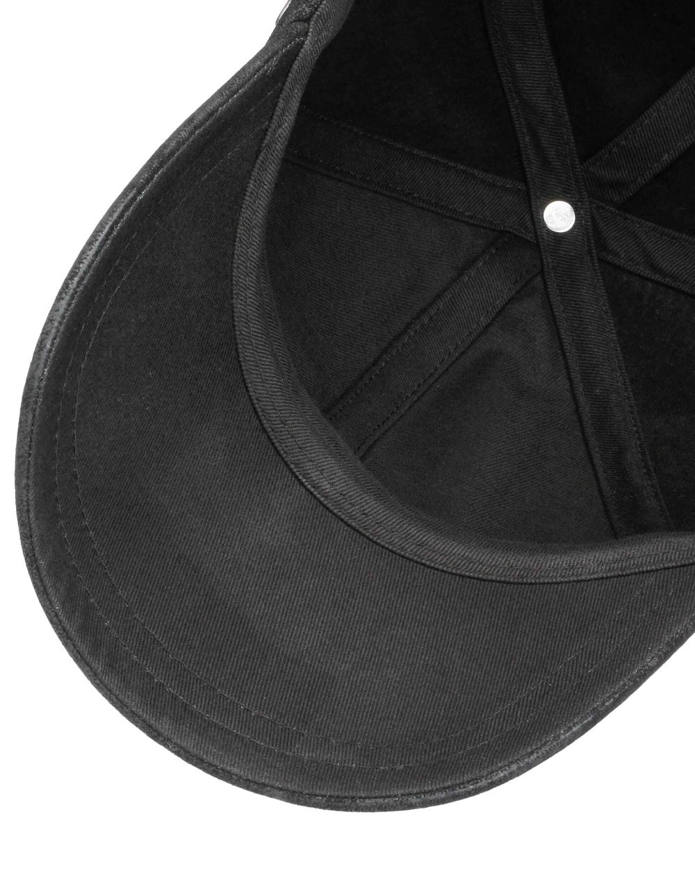 Black coloured Stetson Liberty Pigskin Baseball Cap on white background 