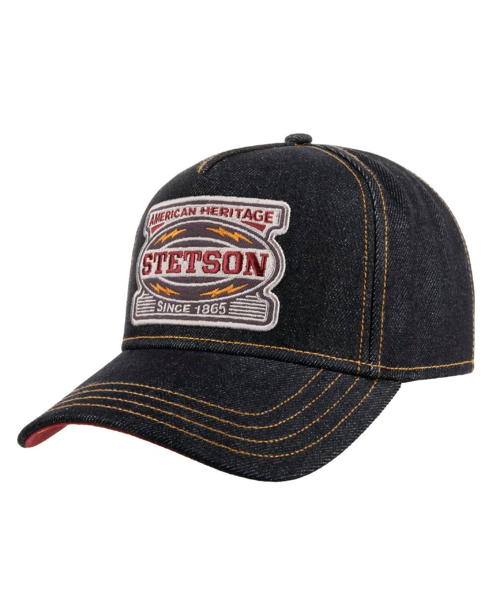 Blue Denim coloured Stetson Lightning Trucker Cap on white background 