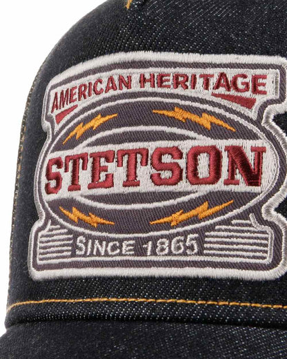 Blue Denim coloured Stetson Lightning Trucker Cap on white background 