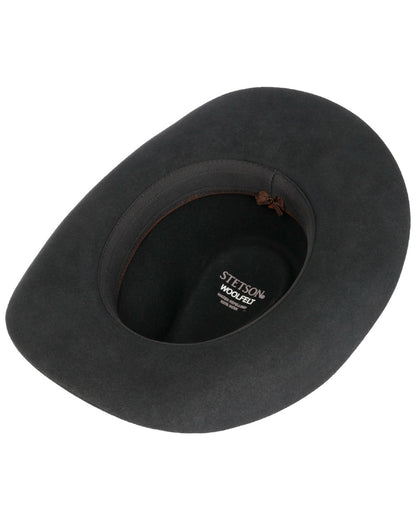 Black coloured Stetson Limington Western Wool Hat on white background 