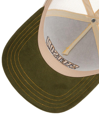 Green Beige coloured Stetson Muscle Car Heritage Trucker Cap on white background 