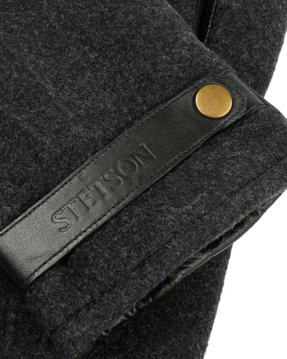 Anthracite Black coloured Stetson Nappa Wool Full-Fingered Gloves on white background 