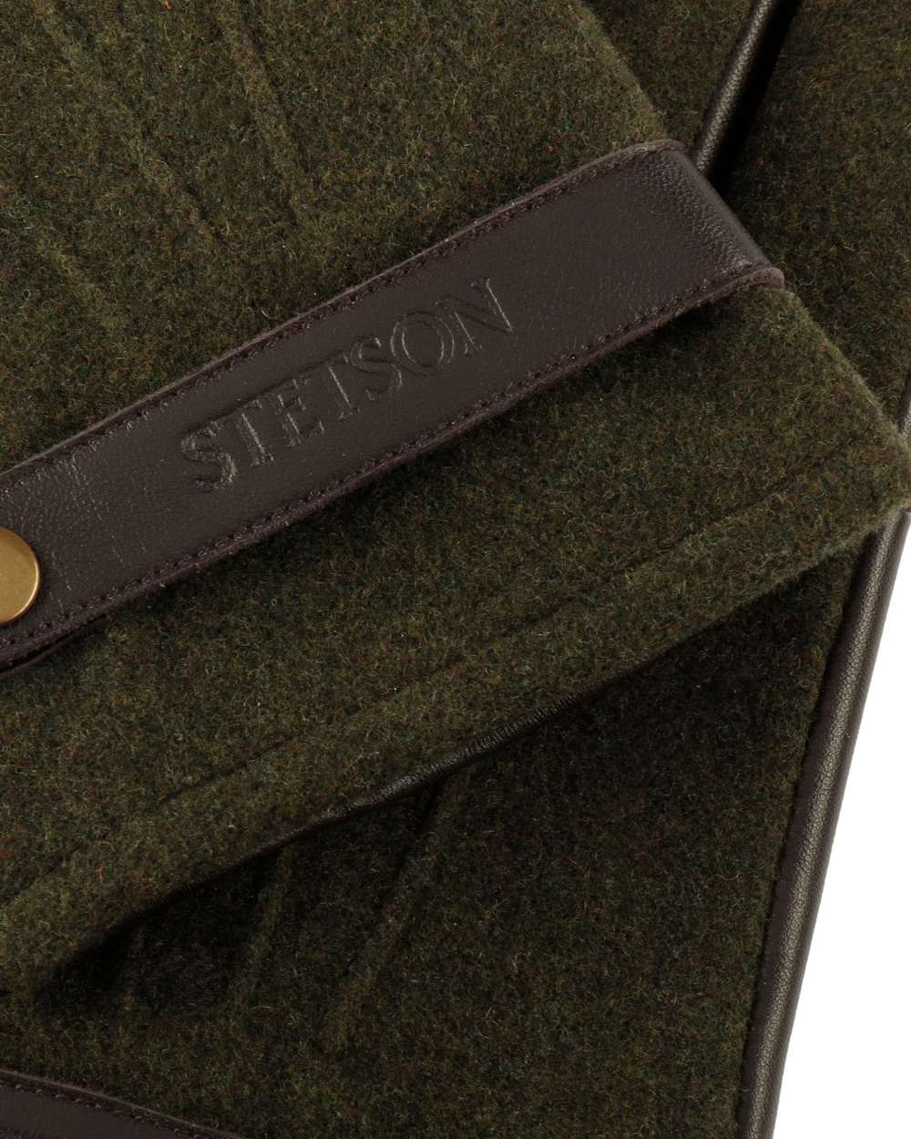 Olive Brown coloured Stetson Nappa Wool Full-Fingered Gloves on white background 