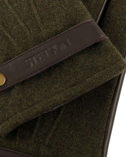Olive Brown coloured Stetson Nappa Wool Full-Fingered Gloves on white background 